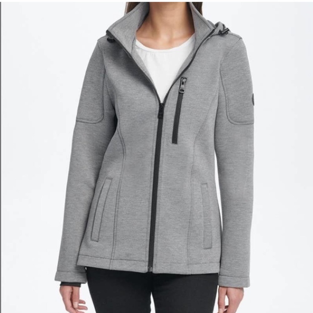Andrew Marc Scuba Jacket Removeable Hood Gray Large